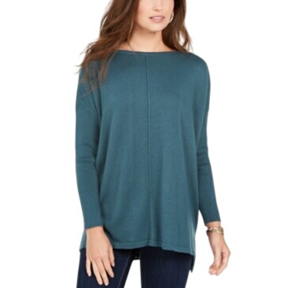 465. Style & Co Petite Seam-Front Tunic Sweater Size PM Dark Turquoise